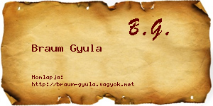 Braum Gyula névjegykártya